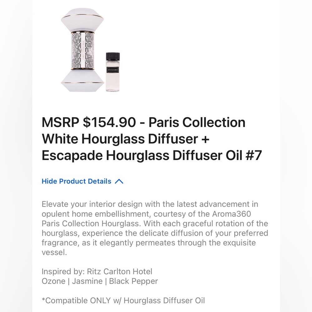 Hotel Collection White and silver hourglass diffuser